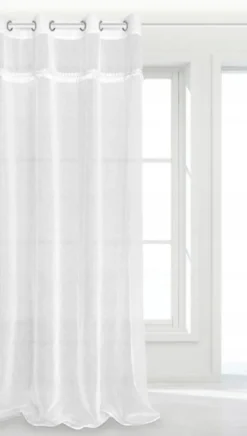 Firana 140 x 250 Dekoracyjna Boho Przelotki Biały