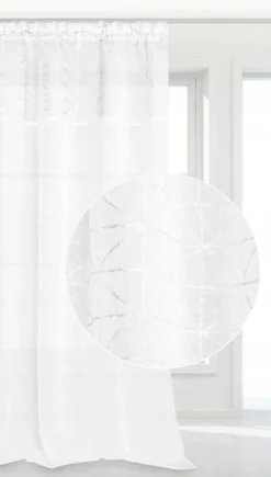 Firana 140 x 270 Dekoracyjna Glossy Taśma Biały