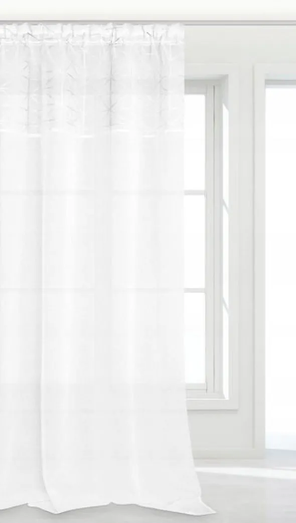 Firana 140 x 270 Dekoracyjna Glossy Taśma Biały