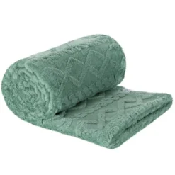 Koc 200 x 220 Design Mikrofibra Warkocz Mięta