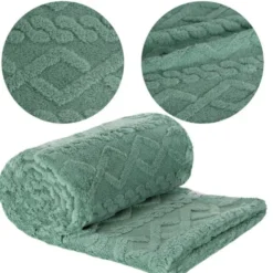 Koc 200 x 220 Design Mikrofibra Warkocz Mięta