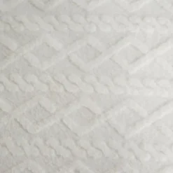 Koc 150 x 200 Design Mikrofibra Warkocz Biały