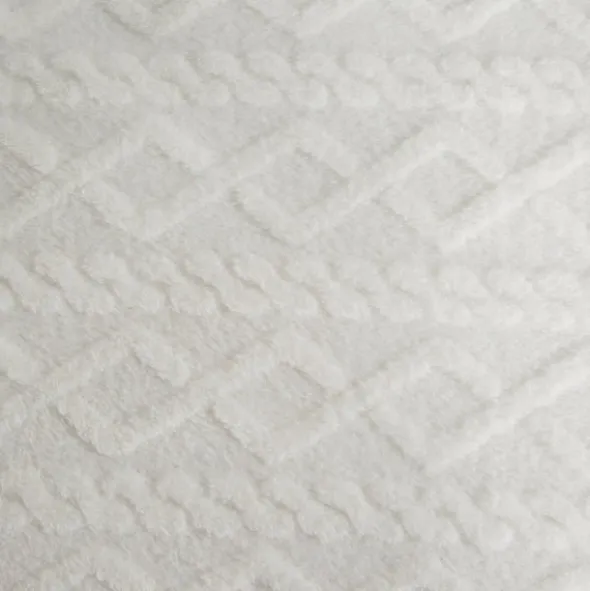 Koc 150 x 200 Design Mikrofibra Warkocz Biały