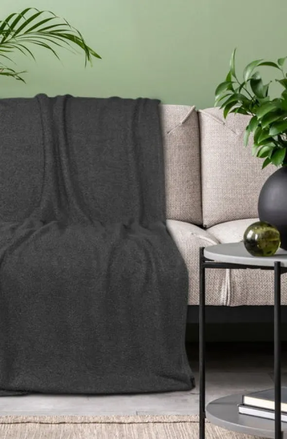 Koc 170 x 210 Mikrofibra Boucle Bukla Czarny