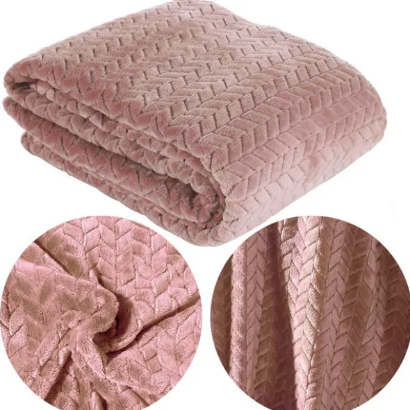 Koc 220 x 200 Mikrofibra Design Cindy Pudrowy Róż