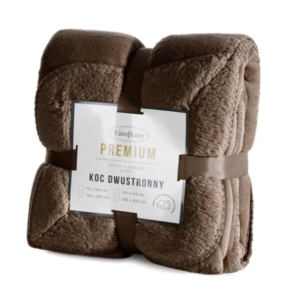 Koc 200 x 220 Mikrofibra Dwustronny Tedy C.Brąz