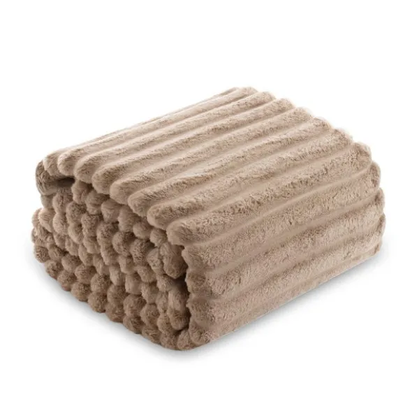 Koc 160 x 200Mikrofibra Tłoczona Pasy Nuvio 04