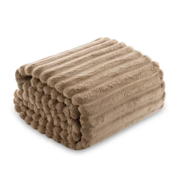 Koc 160 x 200Mikrofibra Tłoczona Pasy Nuvio 06