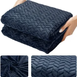 Koc 200 x 220 Mikrofibra Tłoczona Pluszowa Ala Jodełka 3D 06
