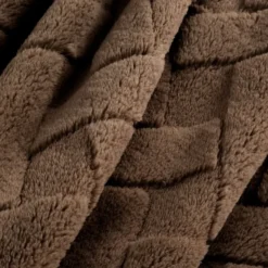 Koc 170 x 210 Pluszowy Jodełka Caro C.Brąz