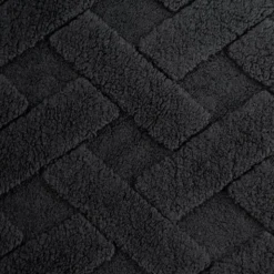 Koc 200 x 220 Pluszowy Jodełka Caro Czarny