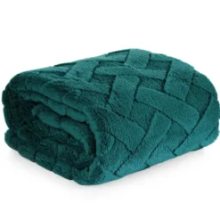 Koc 200 x 220 Pluszowy Jodełka Caro C.Zieleń