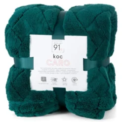 Koc 200 x 220 Pluszowy Jodełka Caro C.Zieleń