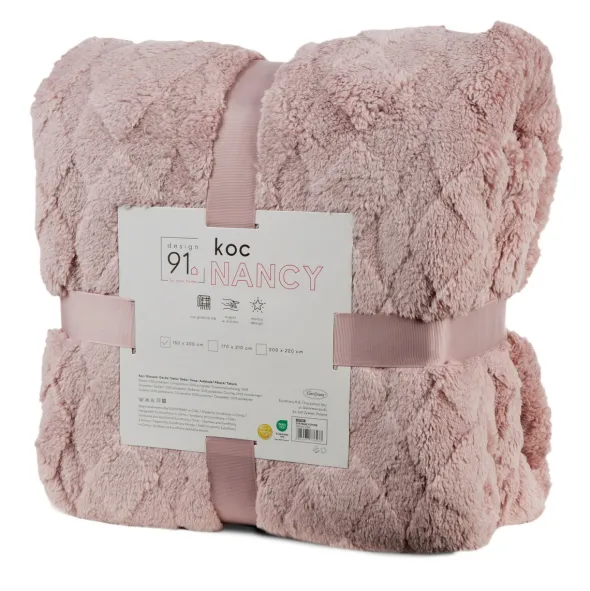 Koc 200 x 220 Tłoczony Pluszowy Nancy Puder