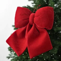 Kokarda 12,5 x 14 Świąteczna Welurowa Holly Bow 01