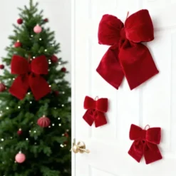 Kokarda 20 x 20 Świąteczna Welurowa Holly Bow 01