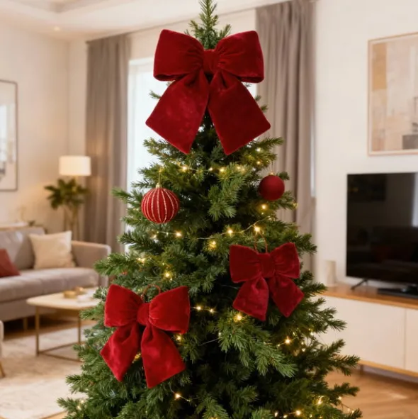 Kokarda 20 x 20 Świąteczna Welurowa Holly Bow 01