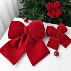 Kokarda 29 x 33 Świąteczna Welurowa Holly Bow 01