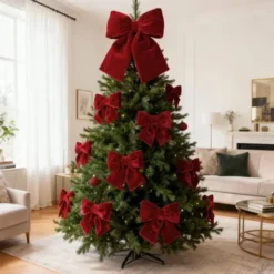 Kokarda 29 x 33 Świąteczna Welurowa Holly Bow 01