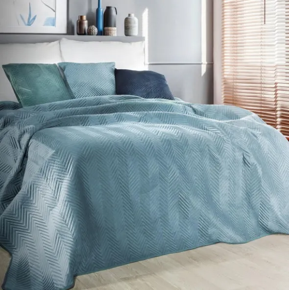 Narzuta 200 x 220 Dekoracyjna Welurowa Sofia Niebiesk