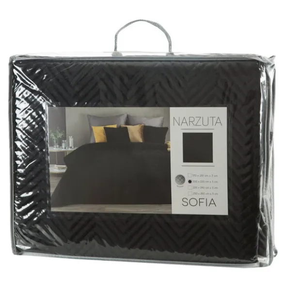 Narzuta 220 x 240 Dekoracyjna Welurowa Sofia Czarna