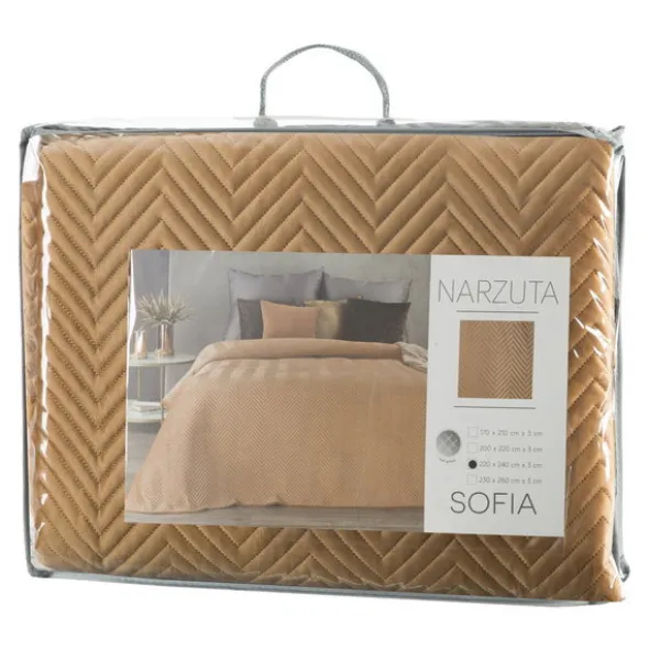 Narzuta 230 x 260 Dekoracyjna Welurowa Sofia Miód