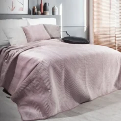 Narzuta 230 x 260 Dekoracyjna Welurowa Sofia Puder