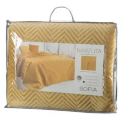 Narzuta 220 x 240 Dekoracyjna Welurowa Sofia Musztard