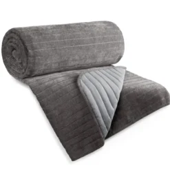 Narzuta 220 x 240 Pikowana Pasy Glori Stal