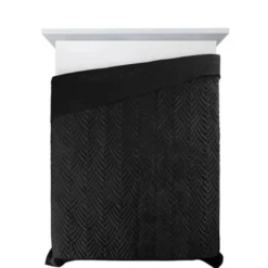 Narzuta 170 x 210 Pikowana Velvet Luiz6 Czarny