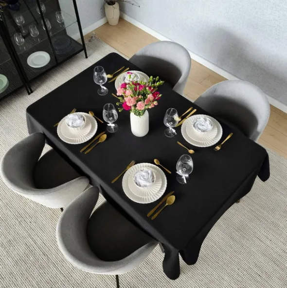 Obrus 150x350 Plamoodporny Klasyczny Elegant Czerń