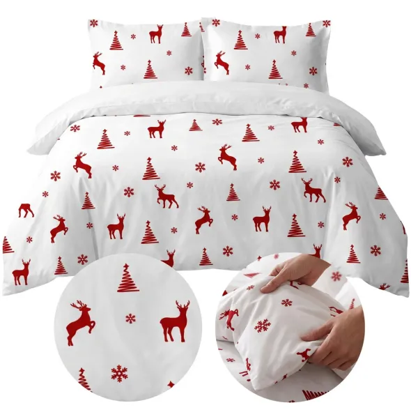 Pościel Świąteczna 160 x 200 3cz Gładka Eusebia Home 93