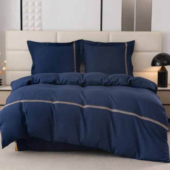 Pościel 160 x 200 3cz Gładka Z Haftem Lumera 02