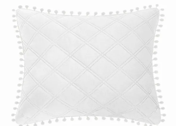 Poszewka 50 x 70 Dekoracyjna Pompoo Biały