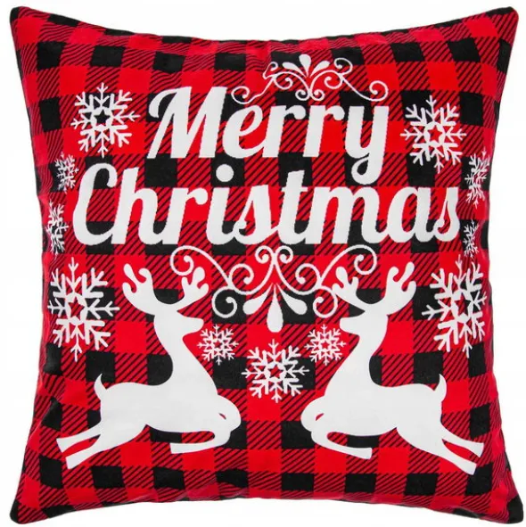 Poszewka 45 x 45 Dekoracyjna Świąteczna Merry Czer