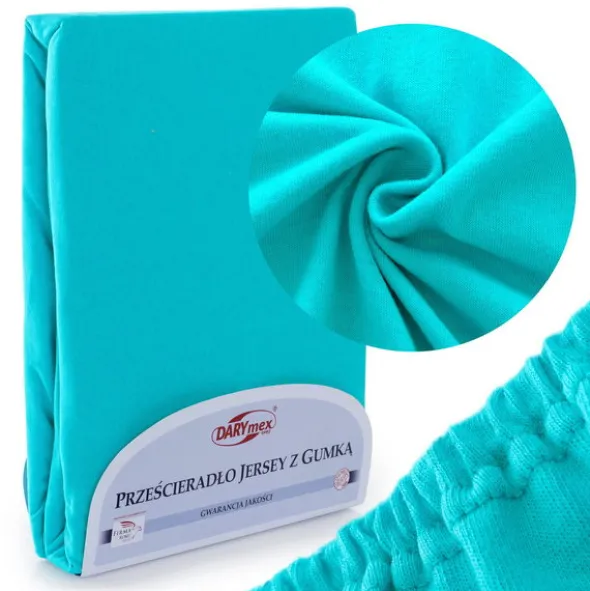 Prześcieradło Jersey z Gumką 011_D Turkusowy 60x120