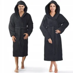 Szlafrok Bawełniany z Kapturem Unisex XS Grafit