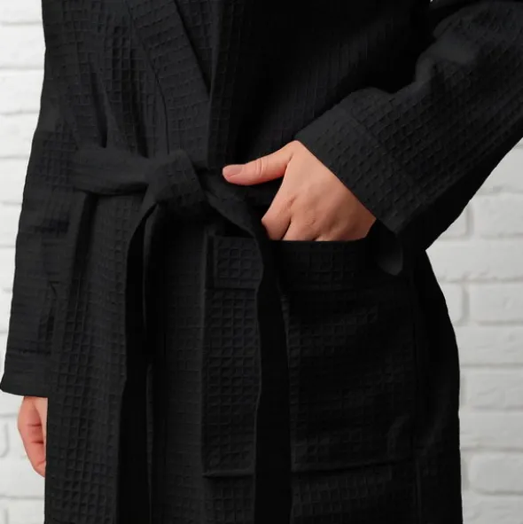 Szlafrok Gofer Bawełna Unisex Vizzy L 04 Czarny