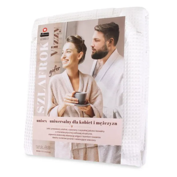Szlafrok Gofer Bawełna Unisex Vizzy S 01 Biały