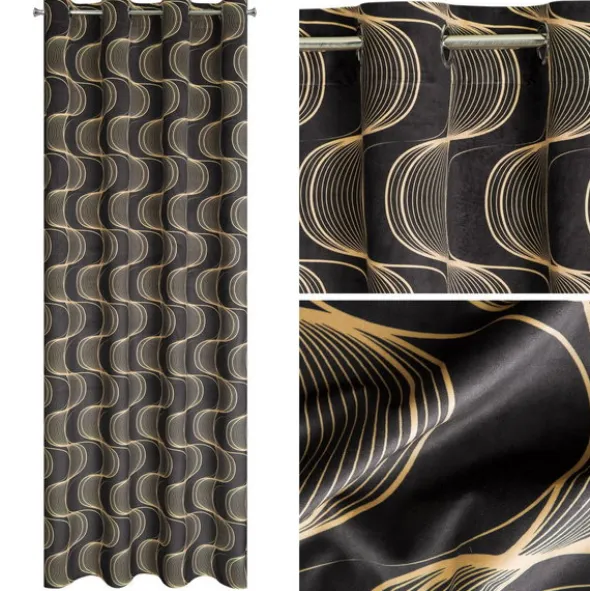 Zasłona Velvet Pola 140 x 250 Przelotka Czarny