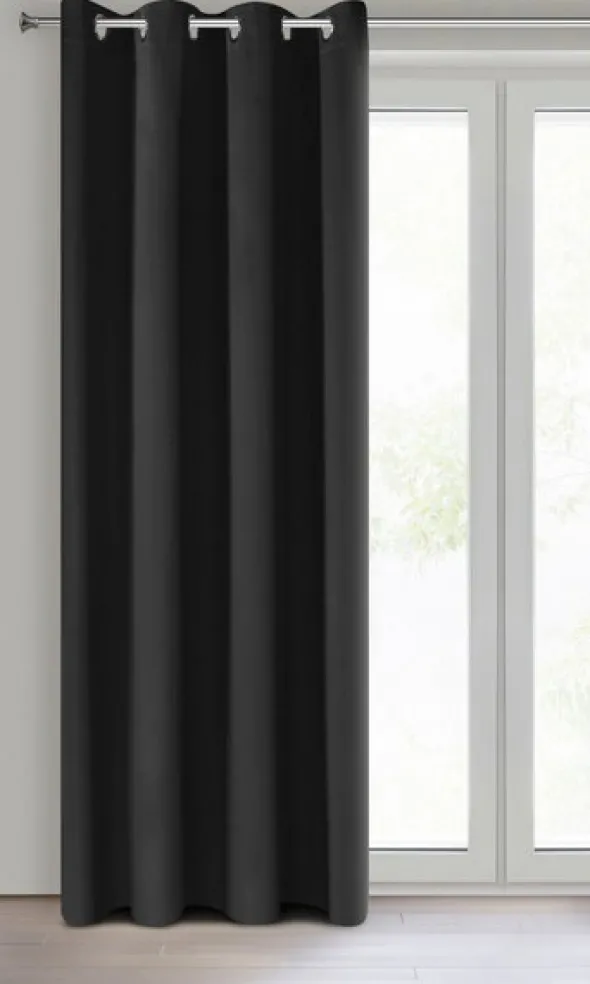 Zasłona 140 x 270 Dekoracyjna Blackout Logan Czarn