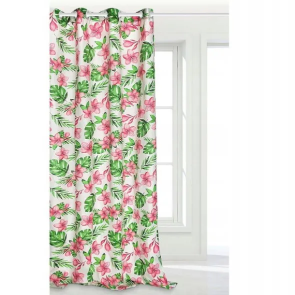 Zasłona 140 x 250 Dekoracyjna Monstera Biały