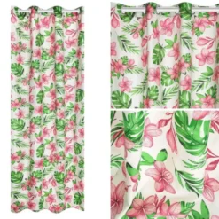 Zasłona 140 x 250 Dekoracyjna Monstera Biały