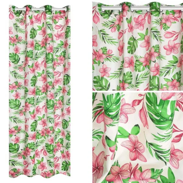 Zasłona 140 x 250 Dekoracyjna Monstera Biały