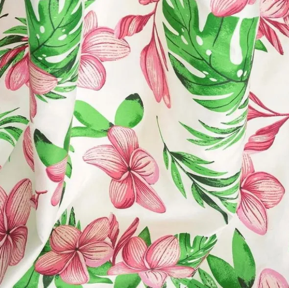 Zasłona 140 x 250 Dekoracyjna Monstera Biały