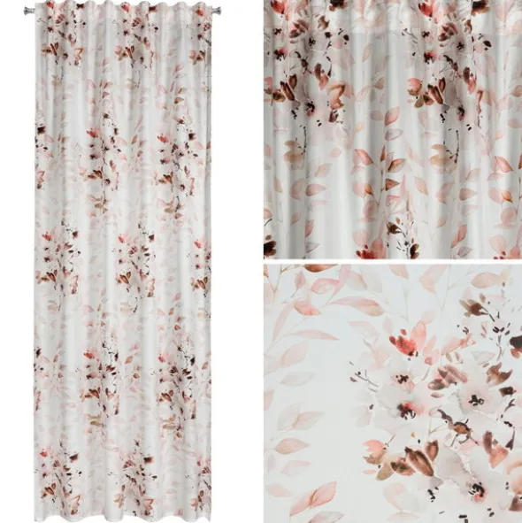Zasłona 140 x 270 Dekoracyjna Powdery Krem+Zieleń