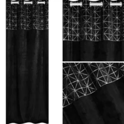 Zasłona 140 x 250 Dekoracyjna Velvet Glossy Czarny