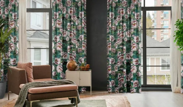 Zasłona 140 x 270 Dekoracyjna Velvet Palmera Ziel