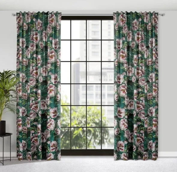 Zasłona 140 x 270 Dekoracyjna Velvet Palmera Ziel