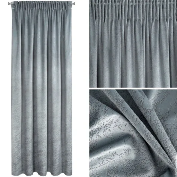 Zasłona 140 x 270 Dekoracyjna Velvet Rivia Stalowy